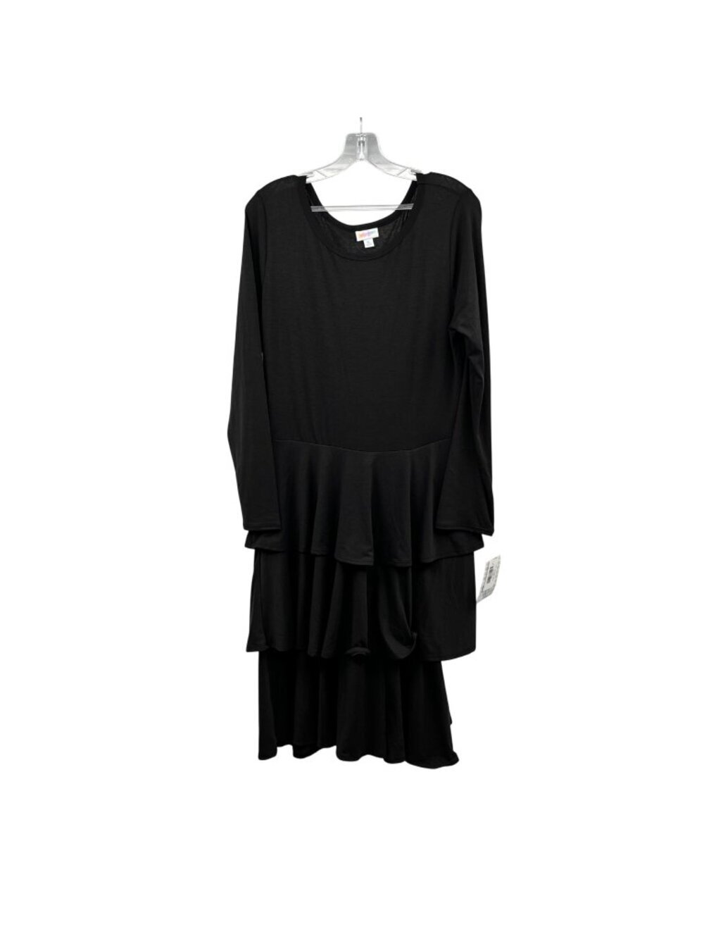 LuLaRoe Georgia Tiered Dress Midi Long Sleeve Black Womens Size XL New